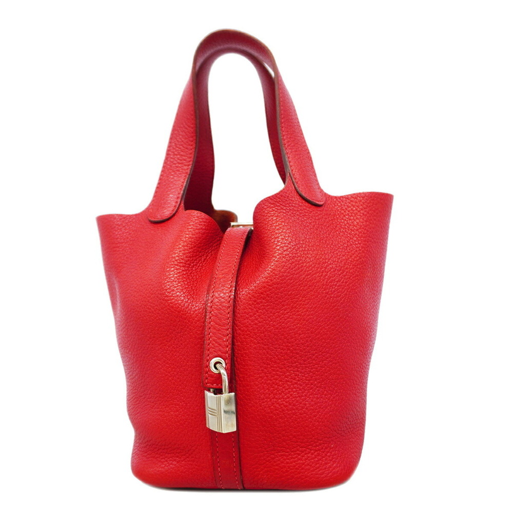 Hermes Picotin Lock PM handbag, Taurillon Clemence leather, Rouge Casaque, □P...